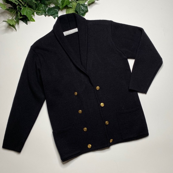 Bramble Lane Black Double Grandpa Box Cardigan - Picture 3 of 6